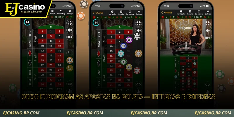 veja a diferença entre apostas internas e externas no jogo de roleta